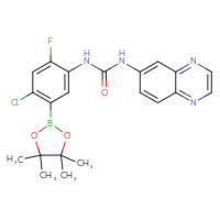 Chemical structure of 3-[4-chloro-2-fluoro-5-(4,4,5,5-tetramethyl-1,3,2-dioxaborolan-2-yl)phenyl]-1-(quinoxalin-6-yl)urea - CSSB21332139083