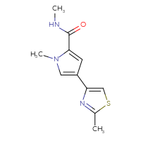 Chemical structure of N,1-dimethyl-4-(2-methyl-1,3-thiazol-4-yl)-1H-pyrrole-2-carboxamide - CSSB00000021979