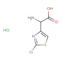 Chemical structure of 2-amino-2-(2-chloro-1,3-thiazol-4-yl)acetic acid hydrochloride - CSSB21043407002