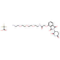 Chemical structure of N-(2-{2-[2-(2-aminoethoxy)ethoxy]ethoxy}ethyl)-2-{[2-(2,6-dioxopiperidin-3-yl)-1,3-dioxo-2,3-dihydro-1H-isoindol-4-yl]oxy}acetamide; trifluoroacetic acid - CSSB00161188577