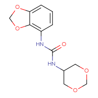 Chemical structure of 3-(2H-1,3-benzodioxol-4-yl)-1-(1,3-dioxan-5-yl)urea - CSSB21432505794