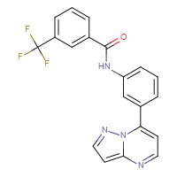 Chemical structure of N-(3-{pyrazolo[1,5-a]pyrimidin-7-yl}phenyl)-3-(trifluoromethyl)benzamide - CSSB00138412881