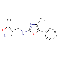 Chemical structure of 4-methyl-N-[(5-methyl-1,2-oxazol-4-yl)methyl]-5-phenyl-1,3-oxazol-2-amine - CSSB21495862956
