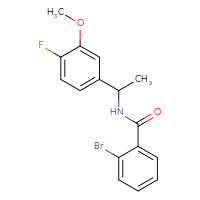 Chemical structure of 2-bromo-N-[1-(4-fluoro-3-methoxyphenyl)ethyl]benzamide - CSSB01639968570