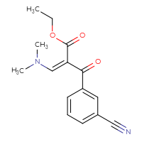 Chemical structure of ethyl (2Z)-2-[(Z)-3-cyanobenzoyl]-3-(dimethylamino)prop-2-enoate - CSSB21332864736