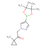 Chemical structure of 1-(1-methylcyclopropyl)-2-[4-(4,4,5,5-tetramethyl-1,3,2-dioxaborolan-2-yl)-1H-pyrazol-1-yl]ethan-1-one - CSSB21229494620