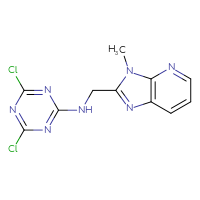 Chemical structure of 4,6-dichloro-N-({3-methyl-3H-imidazo[4,5-b]pyridin-2-yl}methyl)-1,3,5-triazin-2-amine - CSSB21332129692