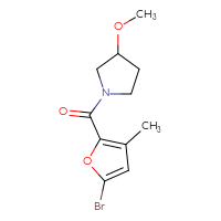 Chemical structure of 1-(5-bromo-3-methylfuran-2-carbonyl)-3-methoxypyrrolidine - CSSB00978846158
