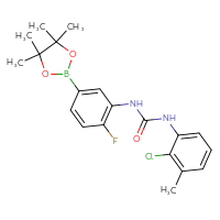 Chemical structure of 3-(2-chloro-3-methylphenyl)-1-[2-fluoro-5-(4,4,5,5-tetramethyl-1,3,2-dioxaborolan-2-yl)phenyl]urea - CSSB21332142439