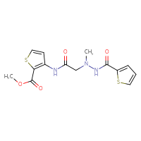 Chemical structure of methyl 3-{2-[N'-methyl-1-(thiophen-2-yl)formohydrazido]acetamido}thiophene-2-carboxylate - CSSB00025734749