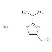 Chemical structure of 4-(chloromethyl)-2-(propan-2-yl)-1,3-thiazole hydrochloride - CSSB00020631288