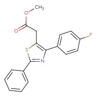 Chemical structure of methyl 2-[4-(4-fluorophenyl)-2-phenyl-1,3-thiazol-5-yl]acetate - CSSB00025737279