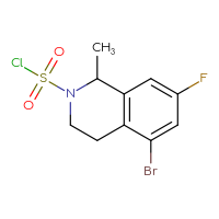 Chemical structure of 5-bromo-7-fluoro-1-methyl-1,2,3,4-tetrahydroisoquinoline-2-sulfonyl chloride - CSSB21224774524
