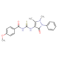 Chemical structure of 3-(1,5-dimethyl-3-oxo-2-phenyl-2,3-dihydro-1H-pyrazol-4-yl)-1-(4-methoxybenzoyl)thiourea - CSSB00027789723