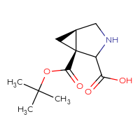 Chemical structure of (1S,5R)-1-[(tert-butoxy)carbonyl]-3-azabicyclo[3.1.0]hexane-2-carboxylic acid - CSSB00020628578