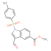 Chemical structure of methyl 3-formyl-1-(4-methylbenzenesulfonyl)-1H-indole-5-carboxylate - CSSB21332152184