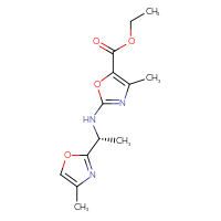 Chemical structure of ethyl 4-methyl-2-{[(1R)-1-(4-methyl-1,3-oxazol-2-yl)ethyl]amino}-1,3-oxazole-5-carboxylate - CSSB21495857554