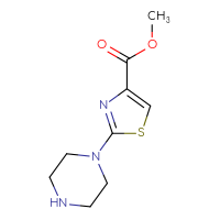 Chemical structure of methyl 2-(piperazin-1-yl)-1,3-thiazole-4-carboxylate - CSSB00012332245