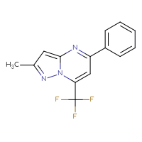 Chemical structure of 2-methyl-5-phenyl-7-(trifluoromethyl)pyrazolo[1,5-a]pyrimidine - CSSB00132550466