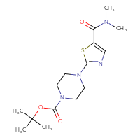 Chemical structure of tert-butyl 4-[5-(dimethylcarbamoyl)-1,3-thiazol-2-yl]piperazine-1-carboxylate - CSSB02268874008