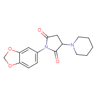 Chemical structure of 1-(2H-1,3-benzodioxol-5-yl)-3-(piperidin-1-yl)pyrrolidine-2,5-dione - CSSB00132378773