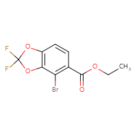 Chemical structure of ethyl 4-bromo-2,2-difluoro-2H-1,3-benzodioxole-5-carboxylate - CSSB21291564889