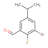 Chemical structure of 3-bromo-2-fluoro-5-(propan-2-yl)benzaldehyde - CSSB00021020573