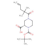 Chemical structure of (2S)-1-[(tert-butoxy)carbonyl]-4-(2,2-dimethylpent-4-enoyl)piperazine-2-carboxylic acid - CSSB06880981943
