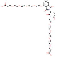 Chemical structure of 1-({2-[1-(14-carboxy-3,6,9,12-tetraoxatetradecan-1-yl)-2,6-dioxopiperidin-3-yl]-1,3-dioxo-2,3-dihydro-1H-isoindol-4-yl}oxy)-3,6,9,12-tetraoxapentadecan-15-oic acid - CSSB14813040345