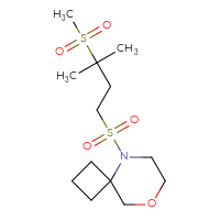 Chemical structure of 5-(3-methanesulfonyl-3-methylbutanesulfonyl)-8-oxa-5-azaspiro[3.5]nonane - CSSS00058518415