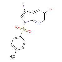 Chemical structure of 5-bromo-3-iodo-1-(4-methylbenzenesulfonyl)-1H-pyrrolo[2,3-b]pyridine - CSSB00020646059