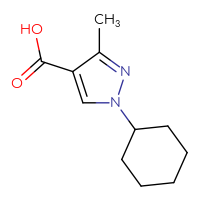 Chemical structure of 1-cyclohexyl-3-methyl-1H-pyrazole-4-carboxylic acid - CSSB00011441739