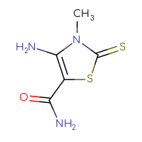 Chemical structure of 4-amino-3-methyl-2-sulfanylidene-2,3-dihydro-1,3-thiazole-5-carboxamide - CSSB00000013732