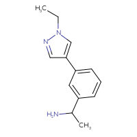 Chemical structure of 1-[3-(1-ethyl-1H-pyrazol-4-yl)phenyl]ethan-1-amine - CSSB00005556363