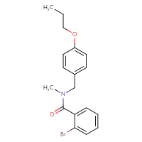 Chemical structure of 2-bromo-N-methyl-N-[(4-propoxyphenyl)methyl]benzamide - CSSB13664575556
