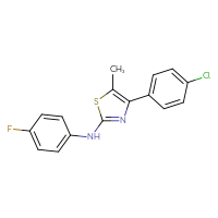 Chemical structure of 4-(4-chlorophenyl)-N-(4-fluorophenyl)-5-methyl-1,3-thiazol-2-amine - CSSB21298174849