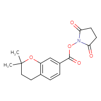Chemical structure of 2,5-dioxopyrrolidin-1-yl 2,2-dimethyl-3,4-dihydro-2H-1-benzopyran-7-carboxylate - CSSB20269879118