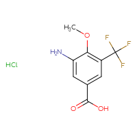 Chemical structure of 3-amino-4-methoxy-5-(trifluoromethyl)benzoic acid hydrochloride - CSSB20963522815