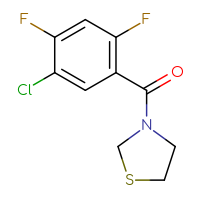 Chemical structure of 3-(5-chloro-2,4-difluorobenzoyl)-1,3-thiazolidine - CSSB01409366758