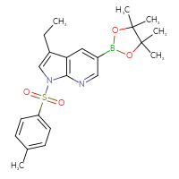 Chemical structure of 3-ethyl-1-(4-methylbenzenesulfonyl)-5-(4,4,5,5-tetramethyl-1,3,2-dioxaborolan-2-yl)-1H-pyrrolo[2,3-b]pyridine - CSSB21332154233