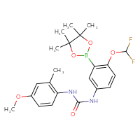 Chemical structure of 1-[4-(difluoromethoxy)-3-(4,4,5,5-tetramethyl-1,3,2-dioxaborolan-2-yl)phenyl]-3-(4-methoxy-2-methylphenyl)urea - CSSB21332045969