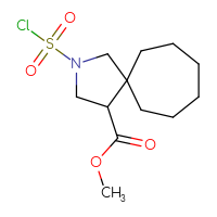 Chemical structure of methyl 2-(chlorosulfonyl)-2-azaspiro[4.6]undecane-4-carboxylate - CSSB21224764024