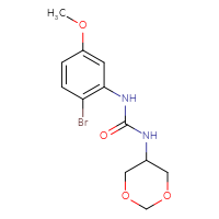 Chemical structure of 3-(2-bromo-5-methoxyphenyl)-1-(1,3-dioxan-5-yl)urea - CSSB21432507072