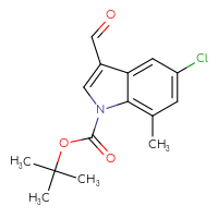 Chemical structure of tert-butyl 5-chloro-3-formyl-7-methyl-1H-indole-1-carboxylate - CSSB21332146234