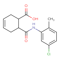 Chemical structure of 6-[(5-chloro-2-methylphenyl)carbamoyl]cyclohex-3-ene-1-carboxylic acid - CSSB00026735690