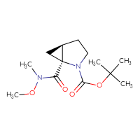 Chemical structure of tert-butyl (1S,5R)-1-[methoxy(methyl)carbamoyl]-2-azabicyclo[3.1.0]hexane-2-carboxylate - CSSB00114092506