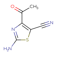 Chemical structure of 4-acetyl-2-amino-1,3-thiazole-5-carbonitrile - CSSB00021047529