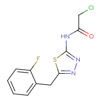 Chemical structure of 2-chloro-N-{5-[(2-fluorophenyl)methyl]-1,3,4-thiadiazol-2-yl}acetamide - CSSB02007051723
