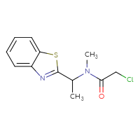 Chemical structure of N-[1-(1,3-benzothiazol-2-yl)ethyl]-2-chloro-N-methylacetamide - CSSB00000702176
