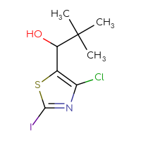Chemical structure of 1-(4-chloro-2-iodo-1,3-thiazol-5-yl)-2,2-dimethylpropan-1-ol - CSSB21246425260